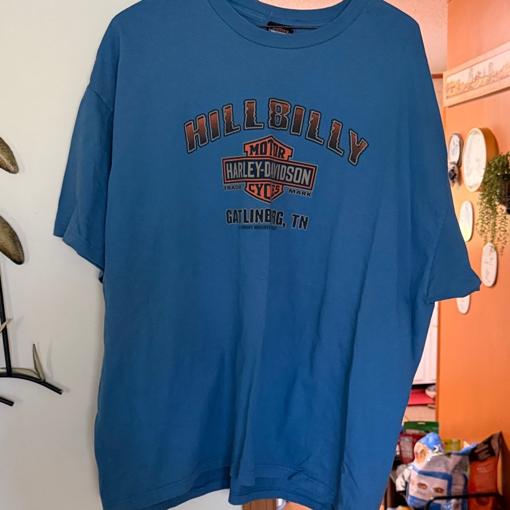 Harley-Davidson Blue Hillbilly Gatlinburg Tennessee Graphic Tee Size 3X